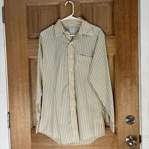 Brooks Brothers Dress‎ Shirt Mens Medium Yellow/Blue Stripes 15.5